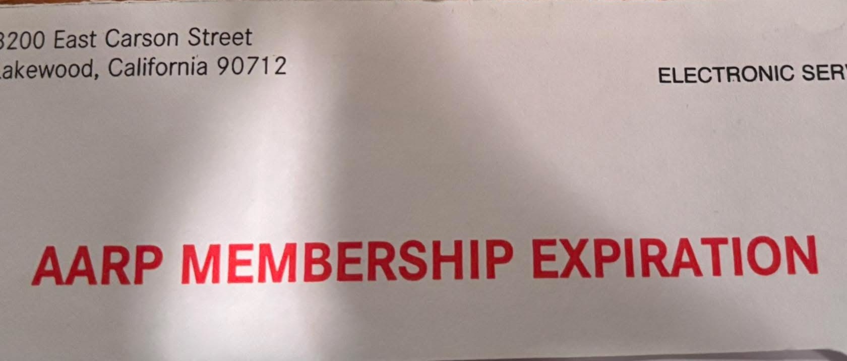 AARP membership expiration envelope