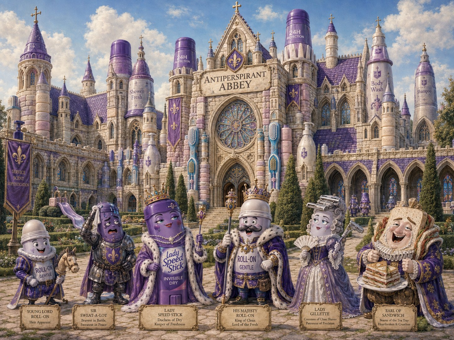 Antiperspirant Abbey royal court built from hygiene products