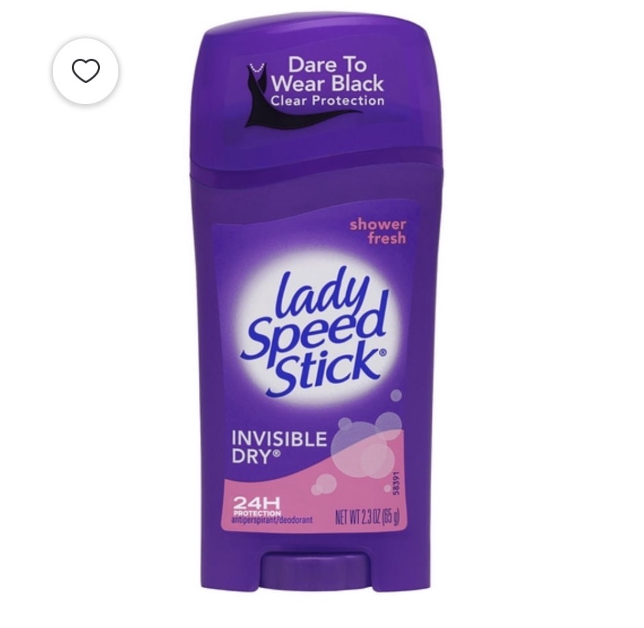 Lady Speed Stick packaging reading Dare To Wear Black, Clear Protection, Invisible Dry and 24H Protection