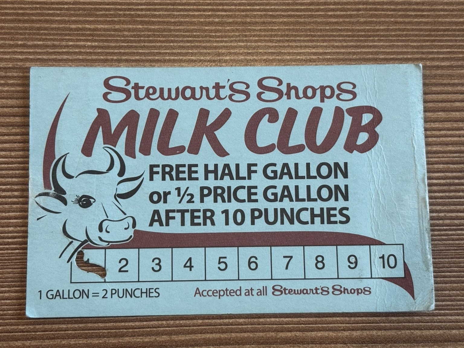 Stewart's Milk Club card