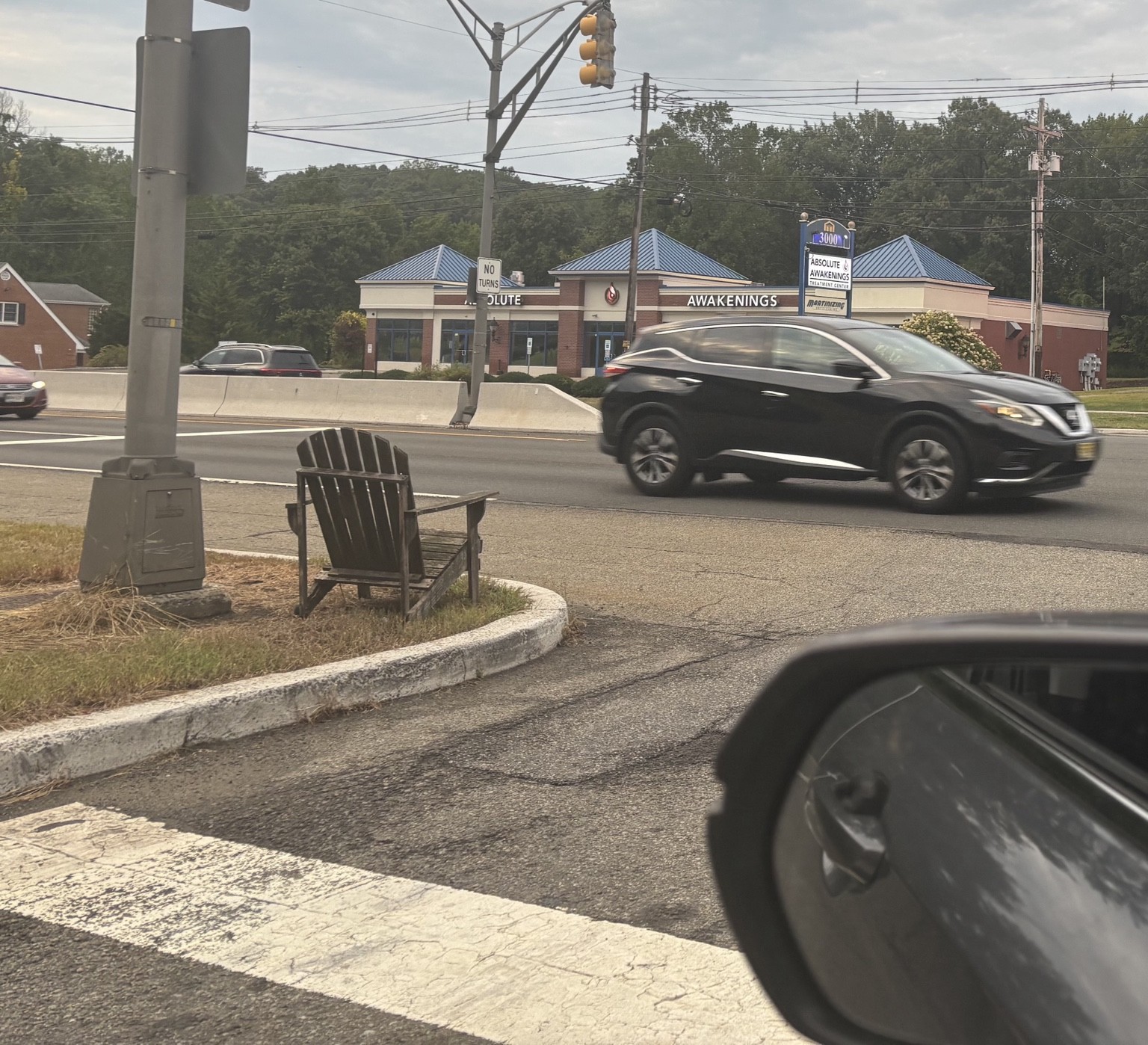 Adirondack chair beside Route 10