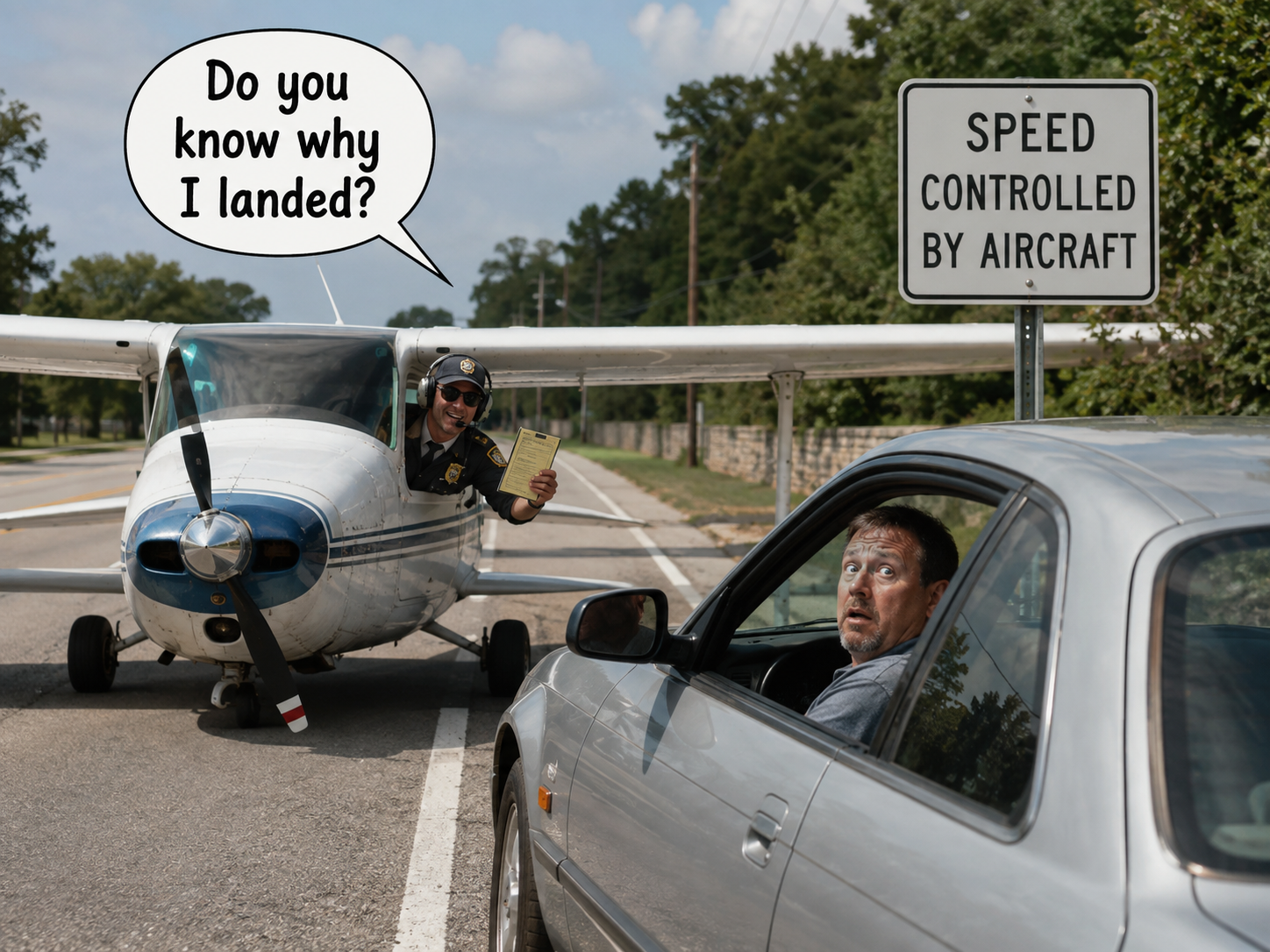 Plane conducting a traffic stop